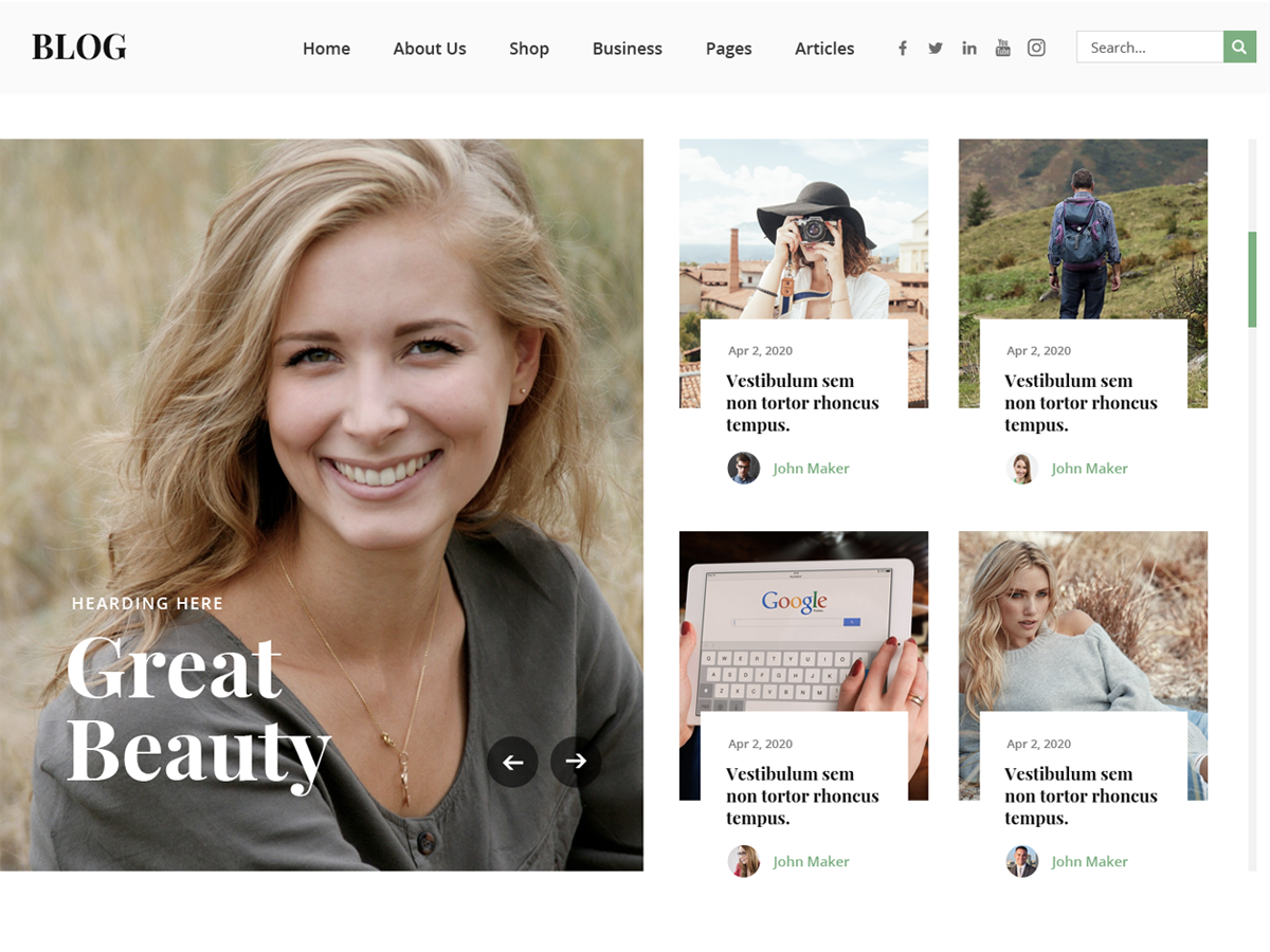 Free blog WordPress theme screenshot