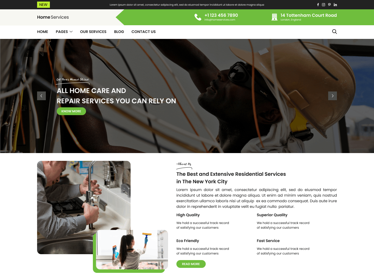 Free Home Services WordPress Theme