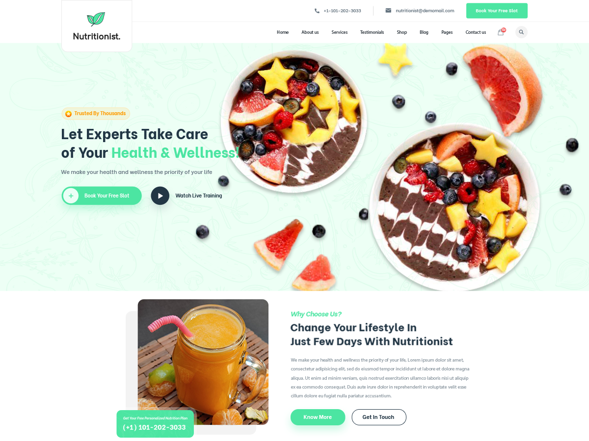 Free Nutrition WordPress Theme