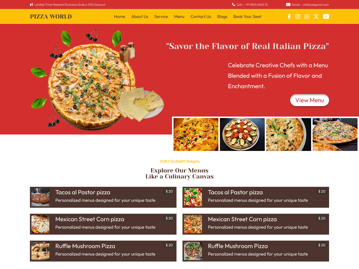 Free Pizza Delivery WordPress Theme