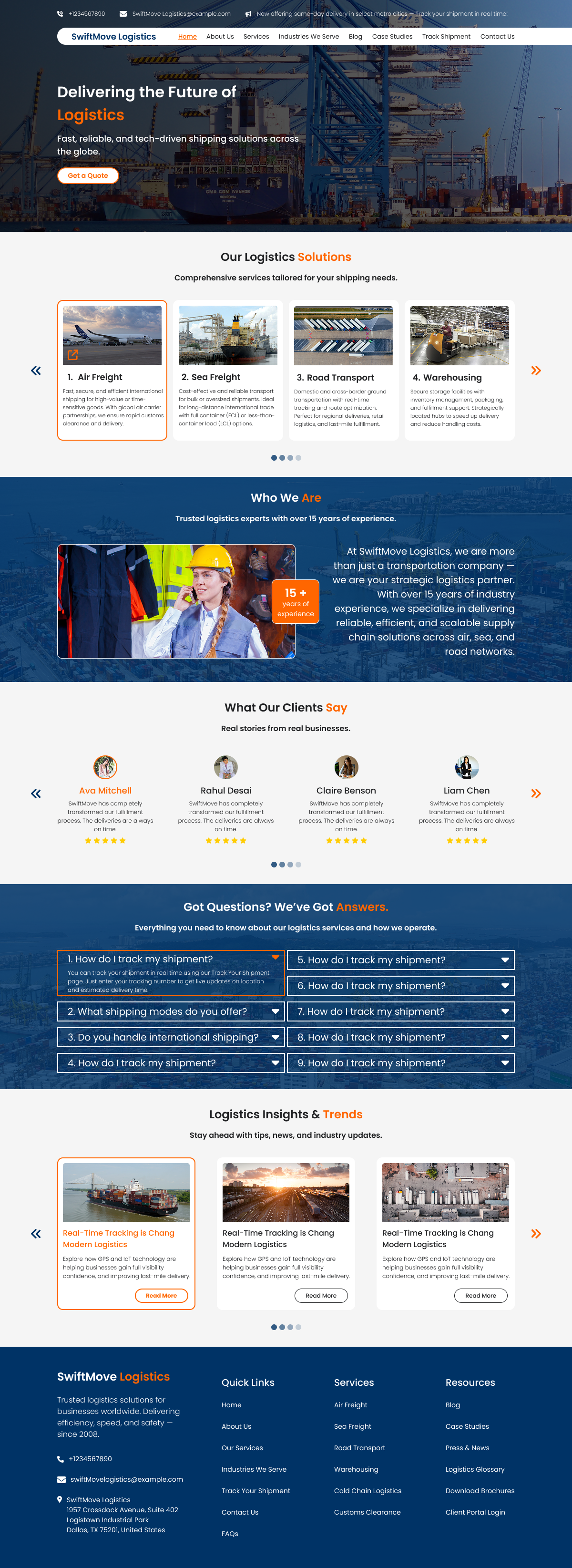 free transport services wordpress theme