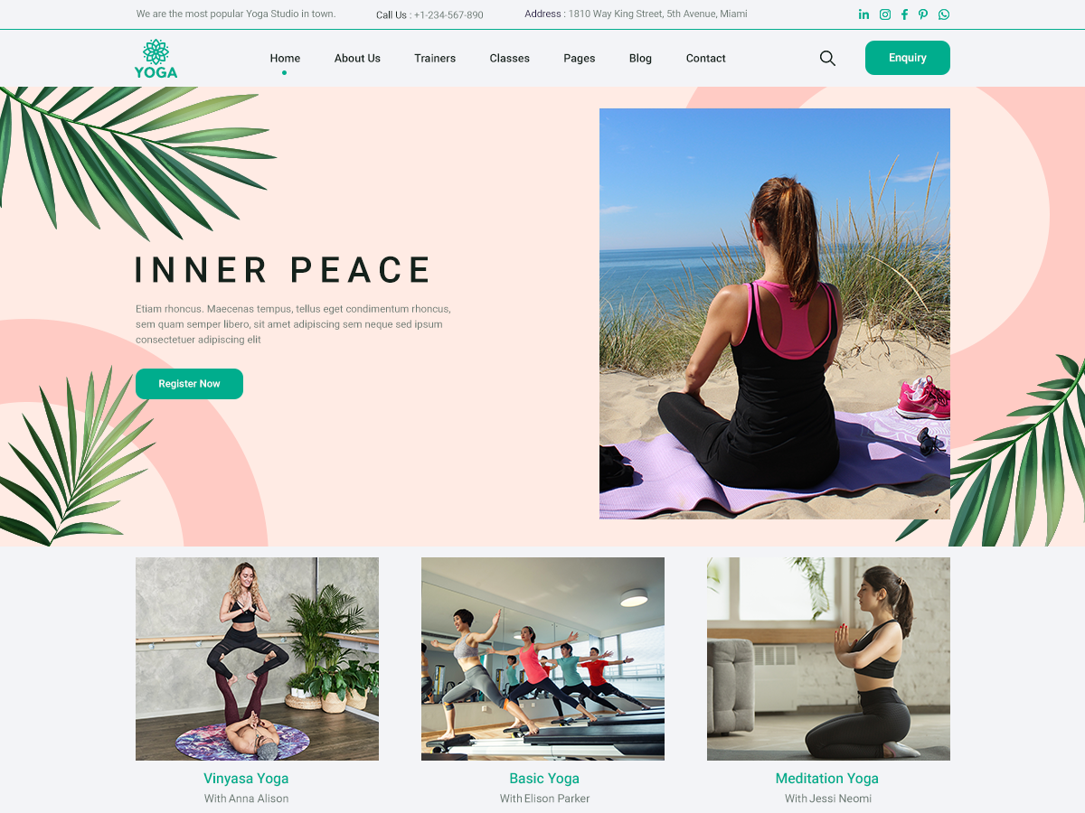 Free Yoga WordPress Theme Serene And Wellness Centric Design Ovation Themes