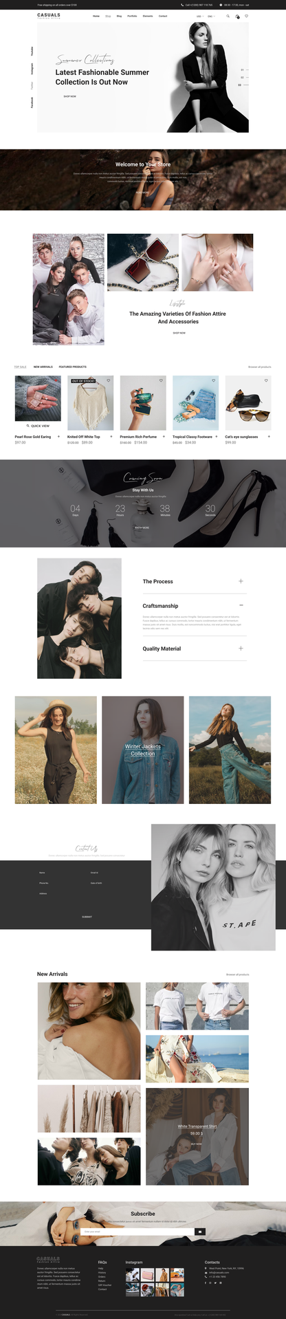 Designer Studio WordPress theme demo homepage layout with fashion banner and product grid