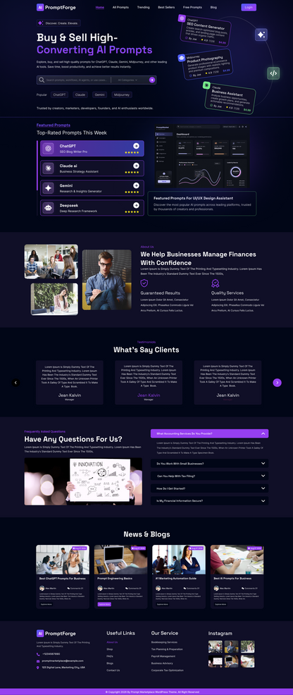 Free AI Prompt Marketplace WordPress Theme