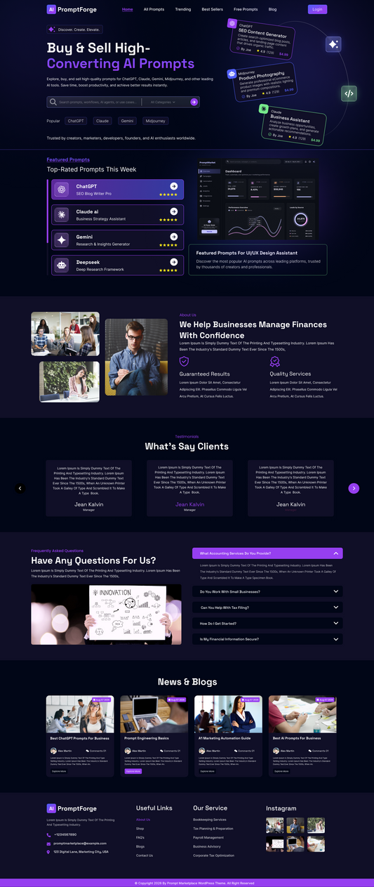 Free AI Prompt Marketplace WordPress Theme