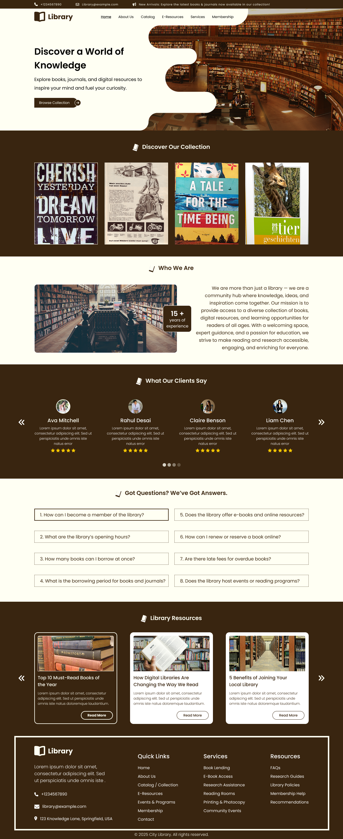 Free Library WordPress Theme