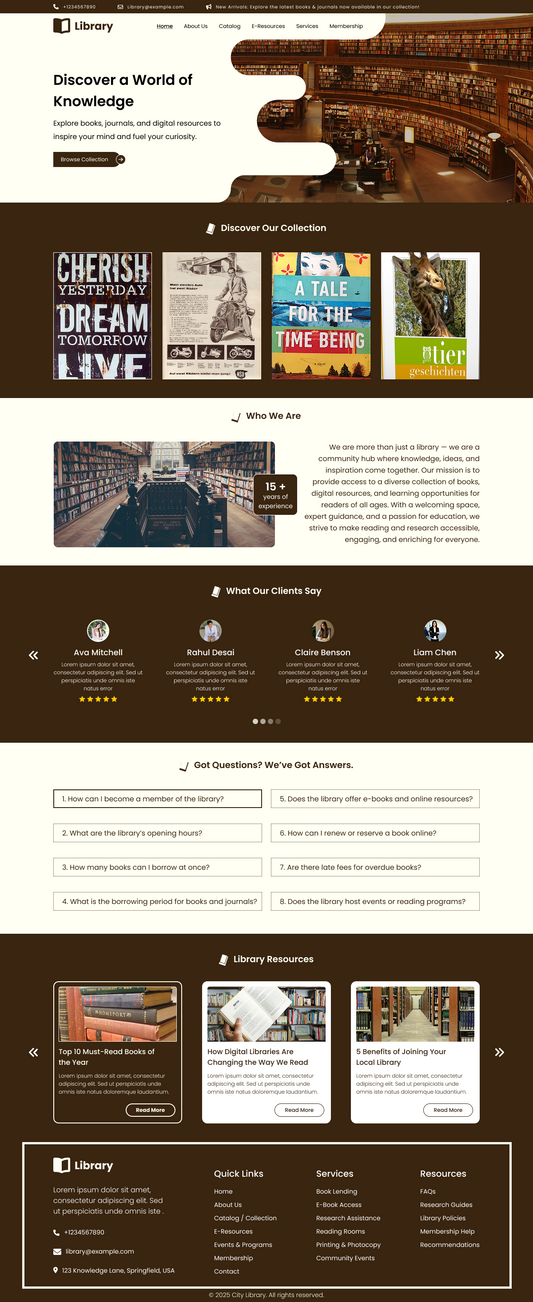 Free Library WordPress Theme