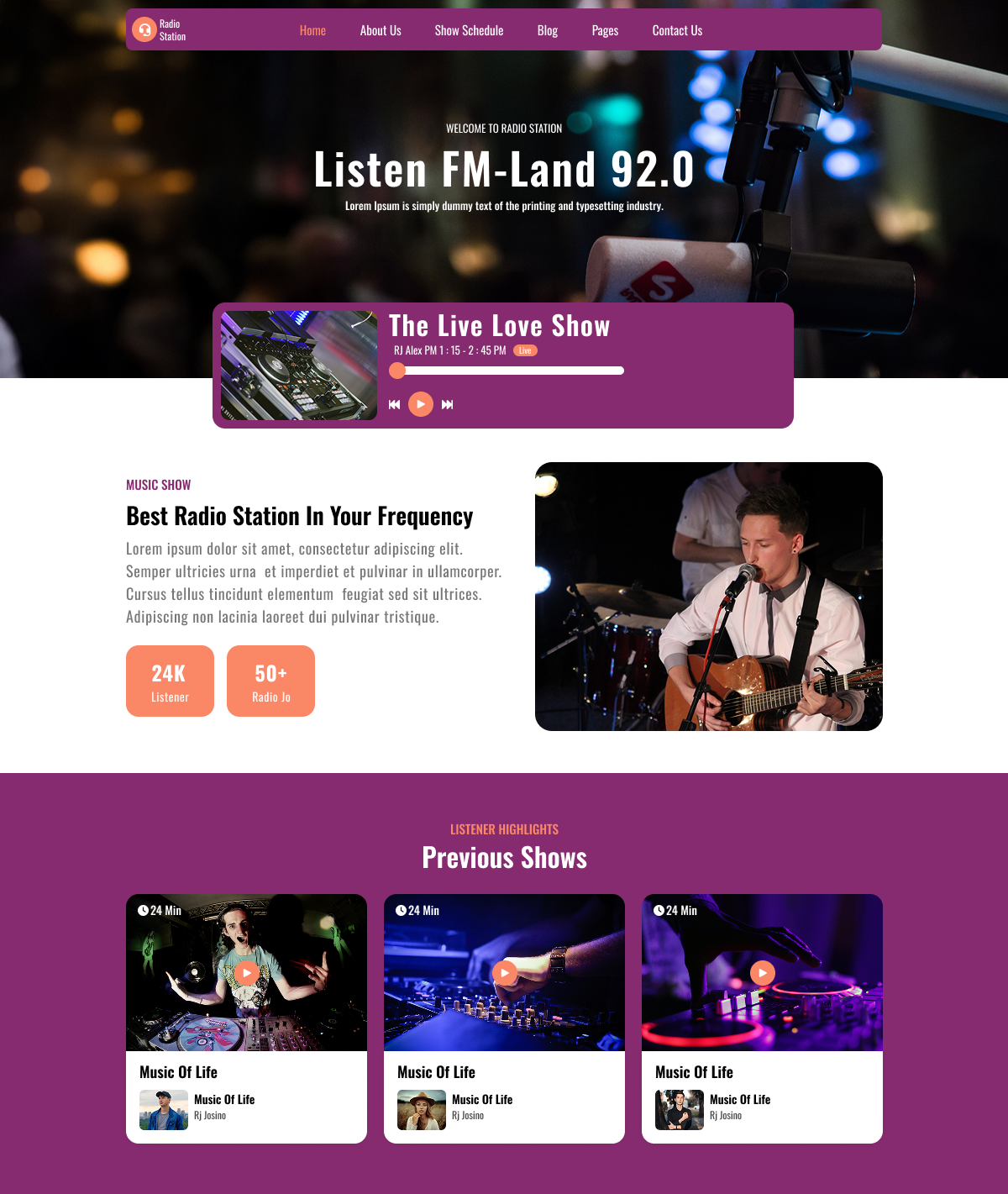 Free Radio WordPress Theme