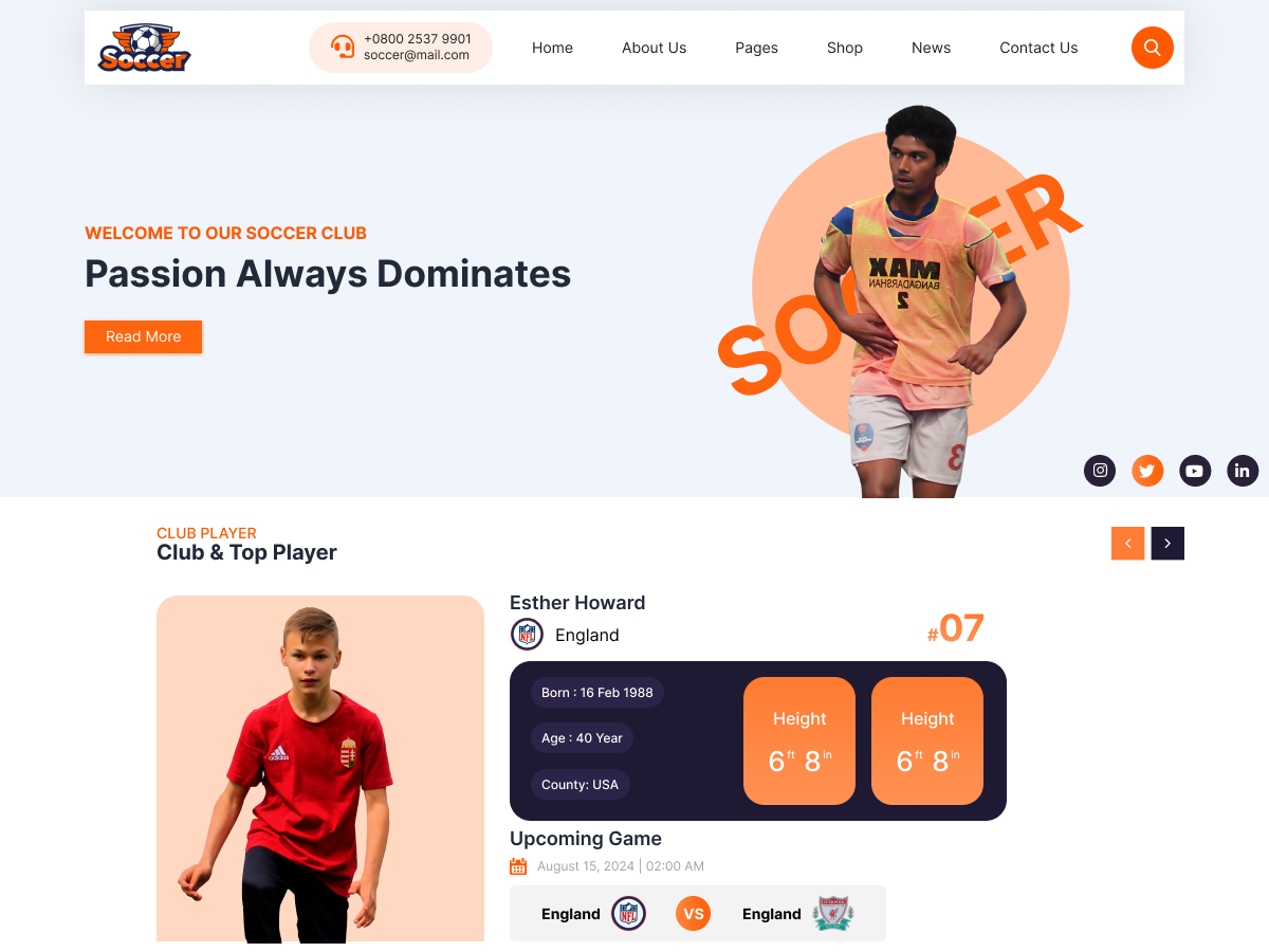 Free Soccer WordPress Theme