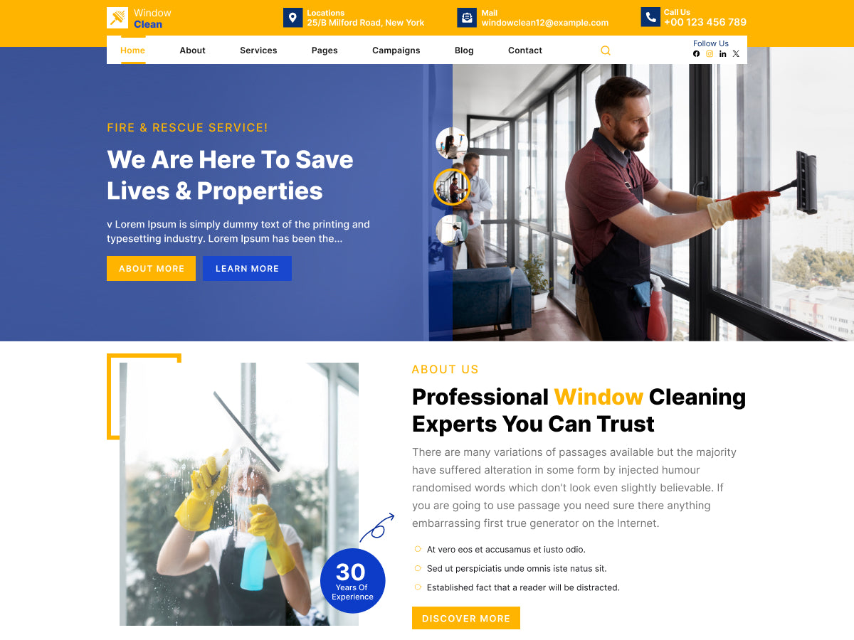 Free Window Cleaning WordPress Theme