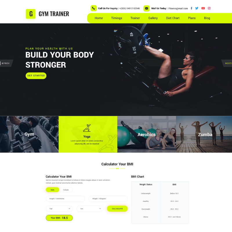 Personal Gym Trainer WordPress Theme