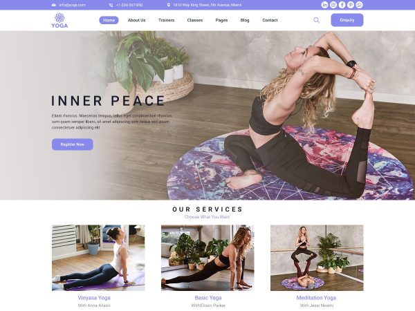 Free Yoga Coach WordPress Theme